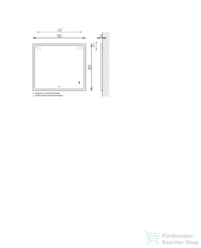 TBoss Floating Mirror Jella 90*80 tükör LED világítással 592101