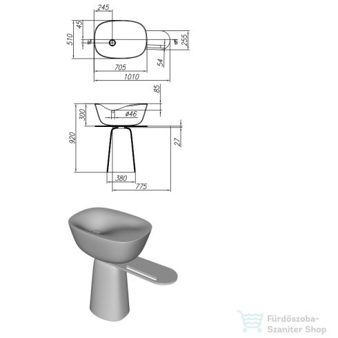 Kolpa San Milo lábon álló mosdó Kerrockból, kék-fehér 592920