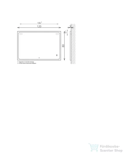 TBoss Floating Mirror Jella 120*80 tükör LED világítással 593101