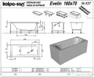 Kolpa san EVELIN 160x70 cm-es beépíthető akril kád, fehér 593350