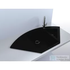   Lunart Beren 110x57,5  cm-es öntött gránit mosogató medence gyümölcsmosóval,szifon nélkül,fekete 5999123000095