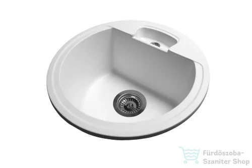Lunart Carl 44,6 cm-es öntött gránit mosogató medence szifon nélkül,Pearl white 5999123000330