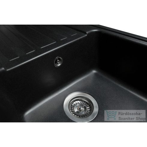 Lunart Ellis 75,8x46,2 cm-es öntött gránit mosogató medence szifon nélkül,Fekete 5999123000347