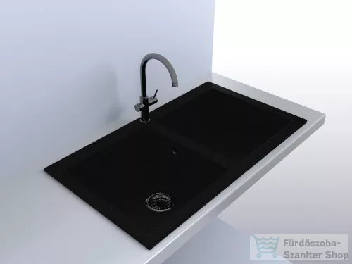 Lunart Charlotte 87x50 cm-es öntött gránit mosogató medence szifon nélkül,Fekete 5999123000439