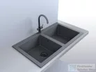 Lunart Charlotte 87x50 cm-es öntött gránit mosogató medence szifon nélkül,Szürke 5999123000446