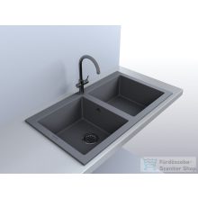   Lunart Charlotte 87x50 cm-es öntött gránit mosogató medence szifon nélkül,Szürke 5999123000446