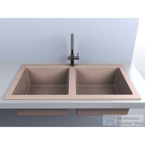 Lunart Charlotte 87x50 cm-es öntött gránit mosogató medence szifon nélkül,Sand 5999123000453