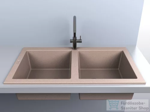 Lunart Charlotte 87x50 cm-es öntött gránit mosogató medence szifon nélkül,Sand 5999123000453