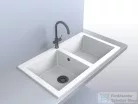 Lunart Charlotte 87x50 cm-es öntött gránit mosogató medence szifon nélkül,Pearl white 5999123000460