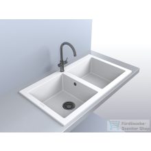   Lunart Charlotte 87x50 cm-es öntött gránit mosogató medence szifon nélkül,Pearl white 5999123000460