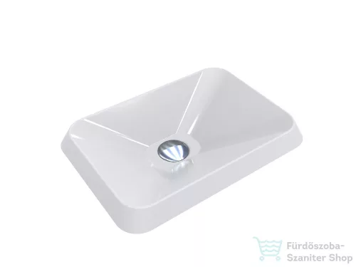 Lunart Aaron 44x31 cm-es beépíthető öntöttmárvány mosdó csaplyuk és túlfolyó nélkül,fehér 5999123000477