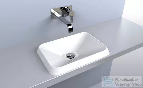 Lunart Aaron 44x31 cm-es beépíthető öntöttmárvány mosdó csaplyuk és túlfolyó nélkül,matt fehér 5999123000484