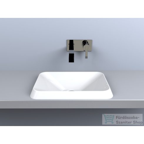 Lunart Aaron 44x31 cm-es beépíthető öntöttmárvány mosdó csaplyuk és túlfolyó nélkül,matt fehér 5999123000484