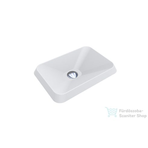 Lunart Aaron 44x31 cm-es beépíthető öntöttmárvány mosdó csaplyuk és túlfolyó nélkül,matt fehér 5999123000484