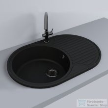   Lunart Fernanda 77x50 cm-es öntött gránit mosogató medence szifon nélkül,Fekete 5999123000514