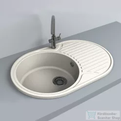   Lunart Fernanda 77x50 cm-es öntött gránit mosogató medence szifon nélkül,Sand 5999123000538