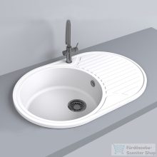   Lunart Fernanda 77x50 cm-es öntött gránit mosogató medence szifon nélkül,Pearl white 5999123000545
