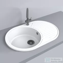   Lunart Fernanda 77x50 cm-es öntött gránit mosogató medence szifon nélkül,Pearl white 5999123000545