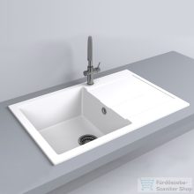   Lunart Arwen 78x50 cm-es öntött gránit mosogató medence szifon nélkül,Pearl white 5999123000583