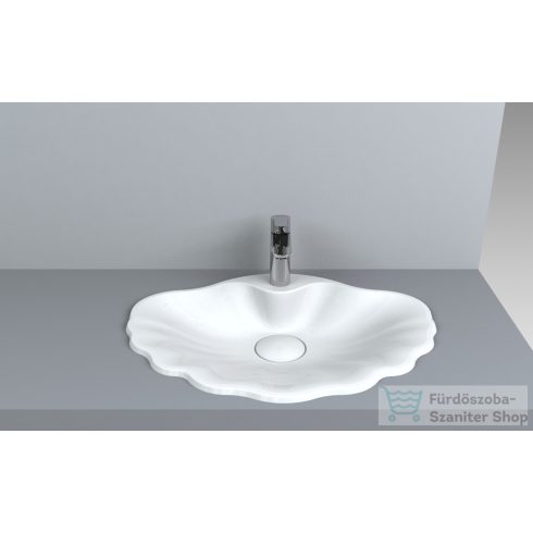 Lunart Maggie 61,8x46 cm-es beépíthető öntöttmárvány mosdó túlfolyó nélkül,fényes fehér 5999123000927