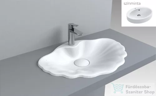 Lunart Maggie 61,8x46 cm-es beépíthető öntöttmárvány mosdó túlfolyó nélkül,matt fehér 5999123000934