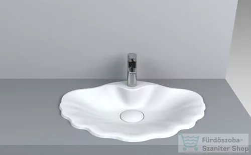 Lunart Maggie 61,8x46 cm-es beépíthető öntöttmárvány mosdó túlfolyó nélkül,matt fehér 5999123000934