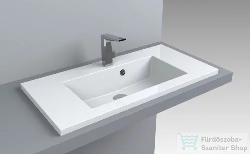 Lunart Liam 800 79,6x39,7 cm-es beépíthető öntöttmárvány mosdó,fényes fehér 5999123001160
