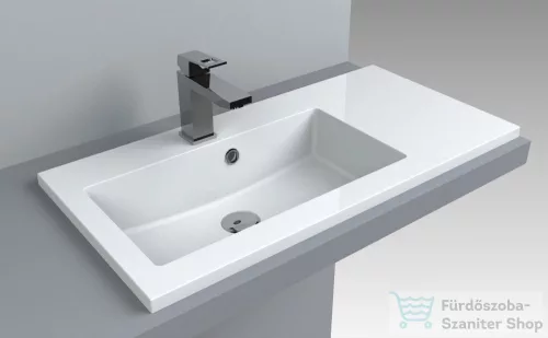 Lunart Liam 800 L 80x40 cm-es beépíthető öntöttmárvány mosdó,fényes fehér 5999123001207