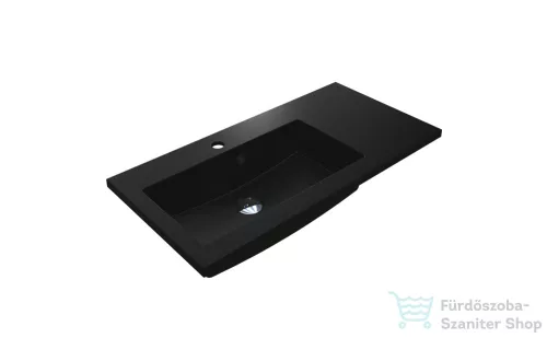 Lunart Liam 800 L 80x40 cm-es beépíthető öntöttmárvány mosdó,fekete kvarc 5999123001221