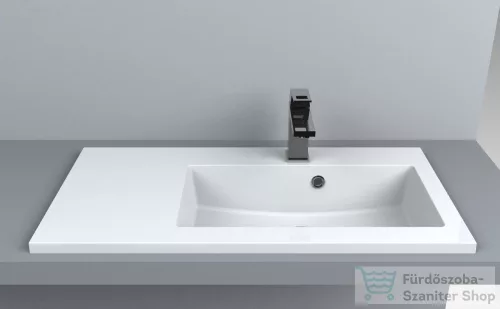 Lunart Liam 800 R 80x40 cm-es beépíthető öntöttmárvány mosdó,fényes fehér 5999123001245