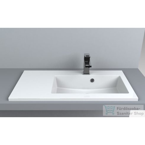 Lunart Liam 800 R 80x40 cm-es beépíthető öntöttmárvány mosdó,matt fehér 5999123001252