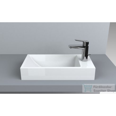 Lunart Jerry 49,6x24,8 cm-es beépíthető öntöttmárvány mosdó túlfolyó nélkül,fényes fehér 5999123001764