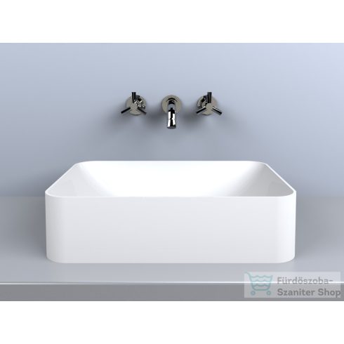 Lunart Horatio 50x35 cm-es pultra ültethető öntöttmárvány mosdó csaplyuk és túlfolyó nélkül,matt fehér 5999123001986