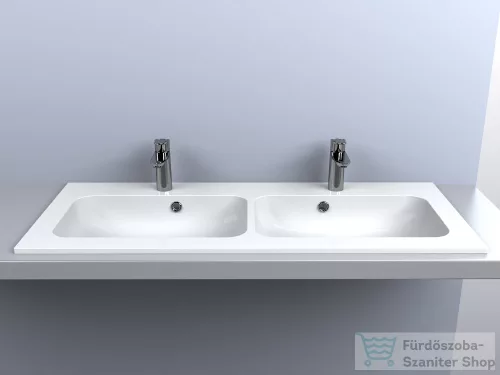 Lunart Gabriel 1100-2 110,1x45,1 cm-es 2 medencés beépíthető öntöttmárvány mosdó,matt fehér 5999123002167