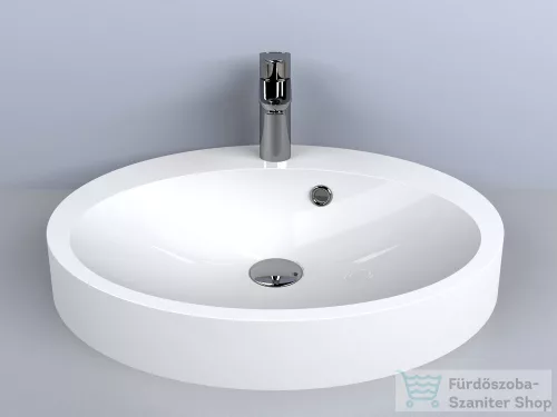 Lunart Sheldon 55x44 cm-es pultra ültethető öntöttmárvány mosdó,fényes fehér 5999123002297