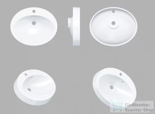 Lunart Sheldon 55x44 cm-es pultra ültethető öntöttmárvány mosdó,fényes fehér 5999123002297