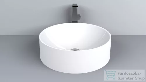 Lunart Milo 46 cm-es pultra ültethető öntöttmárvány mosdó csaplyuk és túlfolyó nélkül,fényes fehér 5999123002495