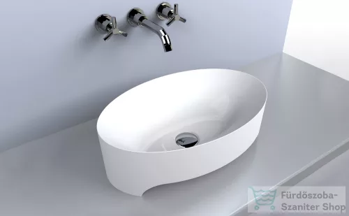 Lunart Yvonne 50x32 cm-es pultra ültethető öntöttmárvány mosdó csaplyuk és túlfolyó nélkül,fényes fehér 5999123002556