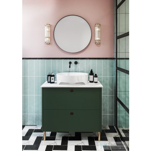 Lunart Yvonne 50x32 cm-es pultra ültethető öntöttmárvány mosdó csaplyuk és túlfolyó nélkül,fényes fehér 5999123002556