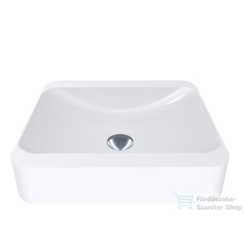 Lunart Evelyn 44,5x39,5 cm-es pultra ültethető öntöttmárvány mosdó csaplyuk és túlfolyó nélkül,fényes fehér 5999123003218