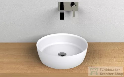 Lunart Anthony 40 cm-es pultra ültethető öntöttmárvány mosdó csaplyuk és túlfolyó nélkül,fényes fehér 5999123003522
