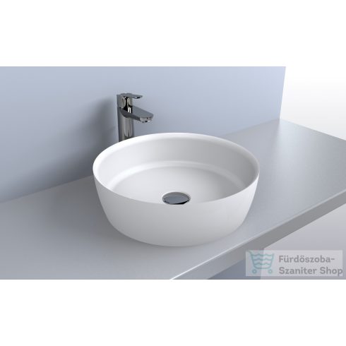 Lunart Anthony 40 cm-es pultra ültethető öntöttmárvány mosdó csaplyuk és túlfolyó nélkül,fényes fehér 5999123003522