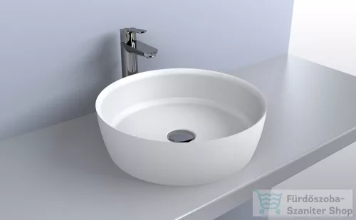 Lunart Anthony 40 cm-es pultra ültethető öntöttmárvány mosdó csaplyuk és túlfolyó nélkül,fényes fehér 5999123003522