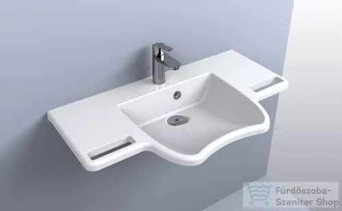 Lunart Agatha 80x45,4 cm-es akadálymentes  öntöttmárvány mosdó,fényes fehér 5999123003720