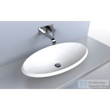   Lunart Sebastian 69x38cm-es pultra ültethető öntöttmárvány mosdó csaplyuk és túlfolyó nélkül,fényes fehér 5999123003782