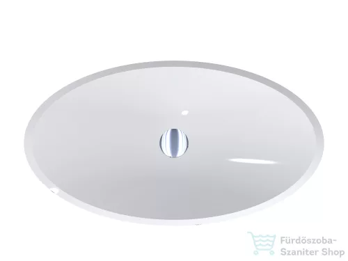 Lunart Sebastian 69x38cm-es pultra ültethető öntöttmárvány mosdó csaplyuk és túlfolyó nélkül,fényes fehér 5999123003782