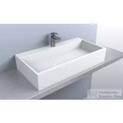   Lunart Robyn 800 78,7x42 cm-es pultra ültethető öntöttmárvány mosdó túlfolyó nélkül,fényes fehér 5999123004109