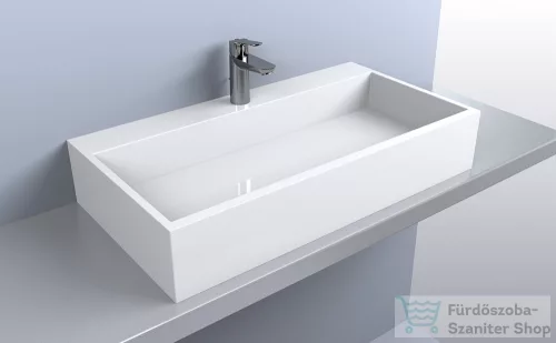 Lunart Robyn 800 78,7x42 cm-es pultra ültethető öntöttmárvány mosdó túlfolyó nélkül,fényes fehér 5999123004109