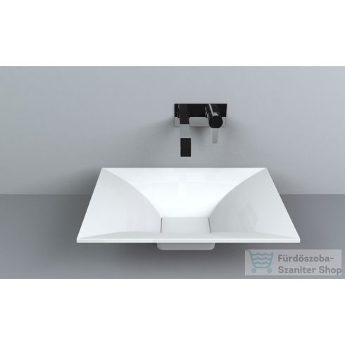 Lunart Logan 55,5x41,7 cm-es pultra ültethető öntöttmárvány mosdó csaplyuk és túlfolyó nélkül,matt fehér 5999123004130