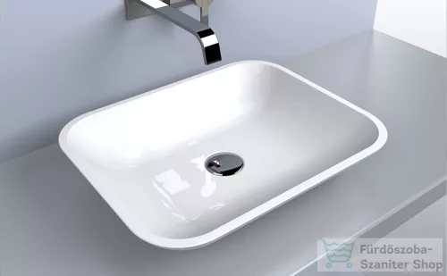 Lunart Felix 49,9x40,1 cm-es pultra ültethető öntöttmárvány mosdó csaplyuk és túlfolyó nélkül,fényes fehér 5999123004147